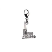 Silver 15x9mm moveable Chapel with a tiny Bible inside Charm on a lobster trigger