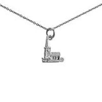 Silver 15x9mm moveable Chapel with a tiny bible inside Pendant with a 1mm wide rolo Chain 18 inches