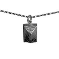 Silver 16x11mm Beach Hut Pendant with a 1.3mm wide curb Chain 18 inches