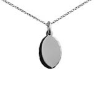 Silver 16x11mm diamond cut edge Disc Pendant with a 1mm wide rolo Chain 22 inches