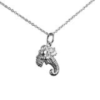 Silver 16x12mm solid Horn of Plenty Pendant with a 1mm wide rolo Chain 24 inches