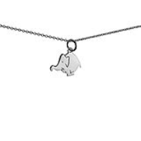 Silver 16x13mm Elephant Pendant with a 1mm wide rolo Chain 18 inches