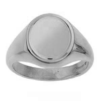 Silver 16x14mm engine turned line border solid oval Signet Ring Sizes R-W