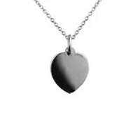Silver 16x14mm plain heart Disc Pendant with a 1mm wide rolo Chain 16 inches Only Suitable for Children