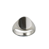 Silver 16x14mm plain oval solid Signet Ring Sizes R-W