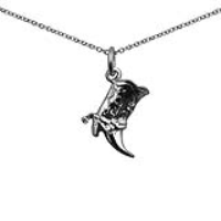 Silver 16x15mm Cowboy Boot Pendant with a 1mm wide rolo Chain 20 inches