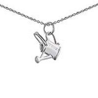 Silver 16x17mm Watering Can Pendant with a 1mm wide rolo Chain