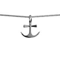 Silver 16x18mm Anchor Pendant with a 1.3mm wide curb Chain