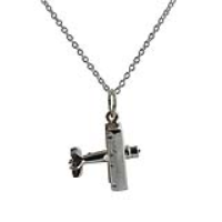 Silver 16x18mm Biplane Pendant with a 1mm wide rolo Chain 16 inches Only Suitable for Children