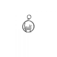 Silver 16x18mm standing Cat looking-the right in a circle Pendant or Charm
