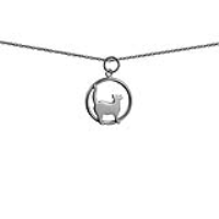 Silver 16x18mm standing Cat looking-the right in a circle Pendant with a 1mm wide rolo Chain 18 inches