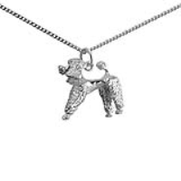 Silver 16x19mm Poodle Pendant with a 1.3mm wide curb Chain