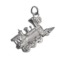 Silver 16x27mm solid Steam Locomotive Pendant or Charm
