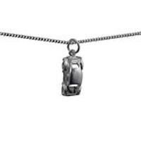 Silver 16x8mm VW Beetle Car Pendant with a 1.3mm wide curb Chain 24 inches