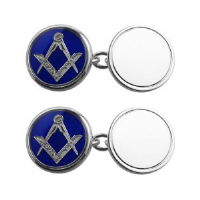 Silver 17mm round cold cure enamel Masonic chain Cufflinks