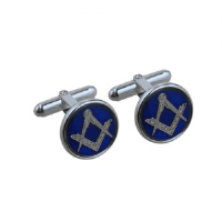Silver 17mm round cold cure enamel Masonic swivel Cufflinks