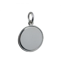 Silver 17mm round engine turned line border Disc Pendant