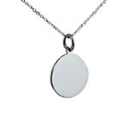 Silver 17mm round plain Disc Pendant with a 1mm wide rolo Chain