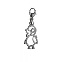 Silver 17x10mm pierced Duck Charm with a lobster catch