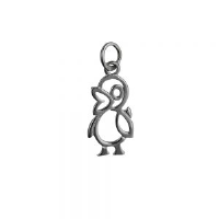 Silver 17x10mm pierced Duck Pendant or Charm
