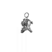 Silver 17x11mm Deep Sea Divers Helmet Pendant or Charm