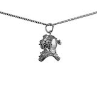 Silver 17x11mm Deep Sea Divers Helmet Pendant with a 1.3mm wide curb Chain 22 inches