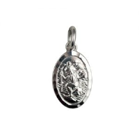 Silver 17x11mm oval diamond cut St Christopher Pendant