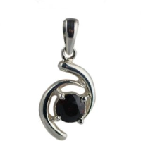 Silver 17x11mm Pendant set with 6mm round Garnet
