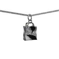 Silver 17x12mm Harrods Bag Pendant with a 1.3mm wide curb Chain 24 inches