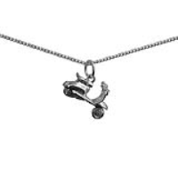 Silver 17x12mm Scooter Pendant with a 1.3mm wide curb Chain 22 inches