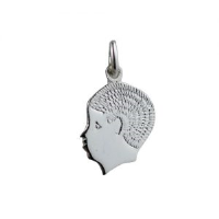 Silver 17x14mm Boy's Head Pendant or Charm