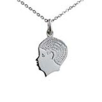 Silver 17x14mm Boy's Head Pendant with a 1mm wide rolo Chain 14 inches Only Suitable for Children
