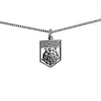 Silver 17x14mm England Badge Pendant with a 1.3mm wide curb Chain