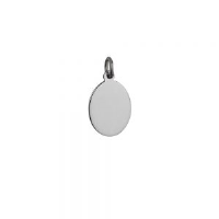 Silver 17x14mm oval plain Disc Pendant