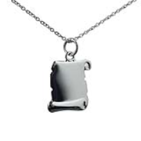Silver 17x14mm plain Scroll Pendant with a 1mm wide rolo Chain 24 inches