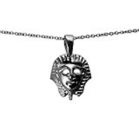Silver 17x16mm Egyptian Mask Pendant with a 1mm wide rolo Chain 14 inches Only Suitable for Children
