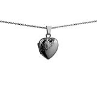 Silver 17x16mm heart shaped half hand engraved Locket with a 1.3mm wide curb Chain 18 inches