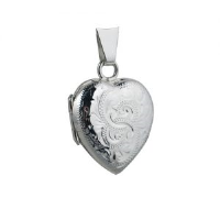 Silver 17x16mm heart shaped hand engraved Locket