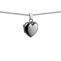 Silver 17x16mm heart shaped plain Locket with a 1.3mm wide curb Chain 20 inches