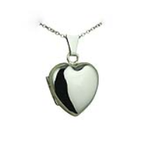 Silver 17x16mm heart shaped plain Locket with a 1mm wide rolo Chain