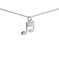 Silver 17x16mm Quaver Musical Note Pendant with a 1mm wide rolo Chain 18 inches