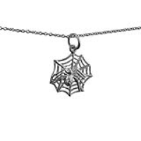 Silver 17x16mm Spider on Web Pendant with a 1mm wide rolo Chain 16 inches Only Suitable for Children
