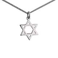 Silver 17x17mm plain Star of David Pendant with a 1.3mm wide curb Chain 18 inches