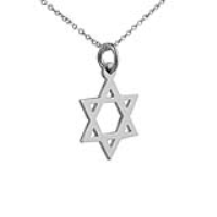 Silver 17x17mm plain Star of David Pendant with a 1mm wide rolo Chain 22 inches