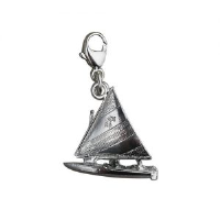 Silver 17x18mm Yacht with Sailor Charm with a lobster catch