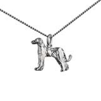 Silver 17x23mm Afghan hound Pendant with a 1.3mm wide curb Chain 20 inches