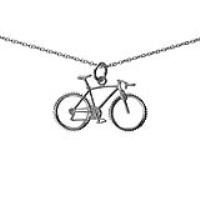 Silver 17x29mm Bicycle Pendant with a 1mm wide rolo Chain 14 inches Only Suitable for Children