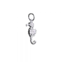Silver 17x9mm Seahorse Pendant or Charm