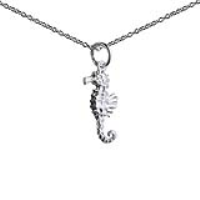 Silver 17x9mm Seahorse Pendant with a 1mm wide rolo Chain