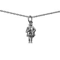 Silver 17x9mm William Shakespeare Pendant with a 1mm wide rolo Chain 24 inches